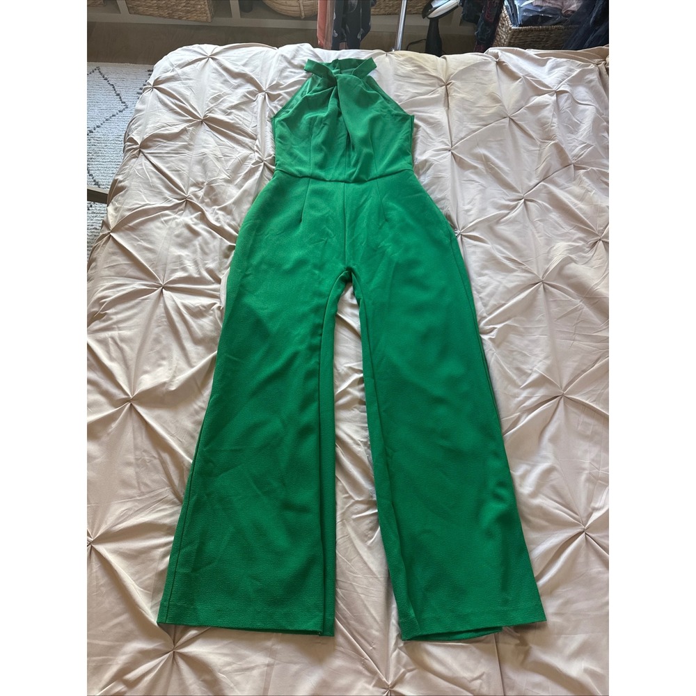 Julia Jordan Green Halter Neck Wide Leg Jumpsuit Wedding Guest Party Size 10 - Picture 2 of 8